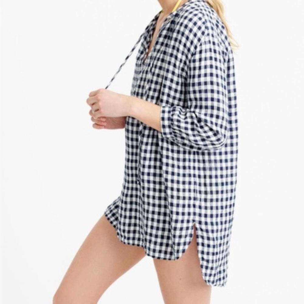J.Crew navy gingham tunic top/cover up